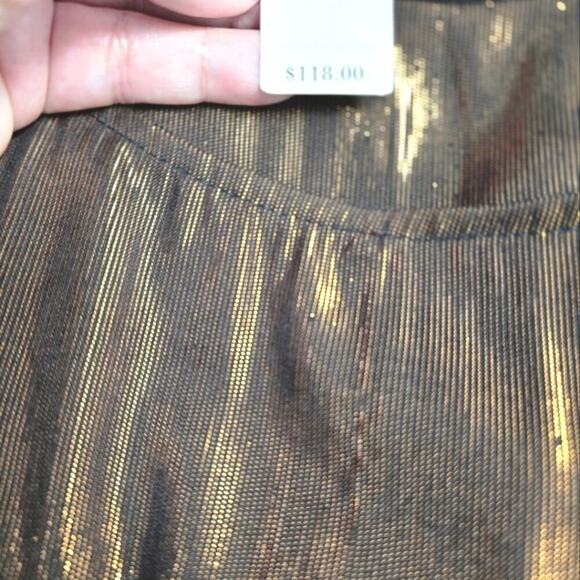 NWT Anthropologie Amadi Merry Metallic Lure Bronze Party Cocktail Blouse Size XS - Picture 11 of 15